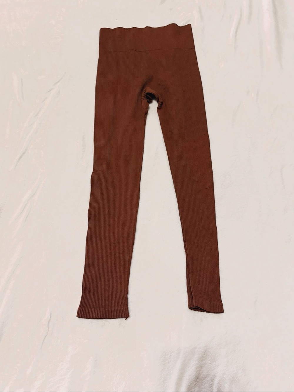 Cotton Candy Ribbed Brown High-Waist Leggings